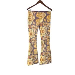 We The Free by Free People Retro Floral Flare Pants Size 29 Boho 70s Print